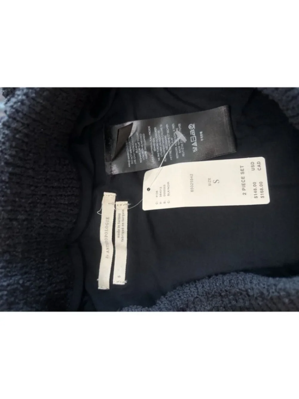 NWT By Anthropologie Knit Black Skirt Cotton Blend Sz Small